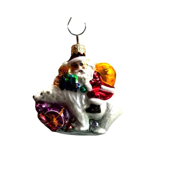 Christopher Radko Little Gems Riding Bearback Santa Ornament 1999 2000 3 Inch Wi - Picture 2 of 8